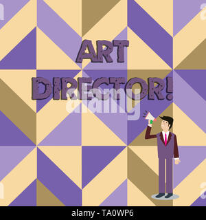 Notez par écrit indiquant qu'un directeur artistique. Pour concept d'entreprise responsable de la supervision de l'aspect artistique d'un film Woman et parler o Banque D'Images