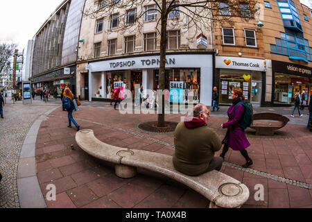 Fargate, Sheffield, fisheye view Banque D'Images