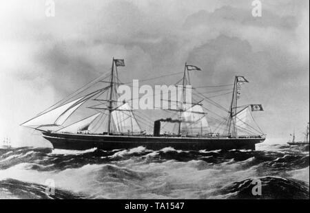 Avec le voilier "Bremen" Norddeutscher Lloyd l'ont examiné le trafic transatlantique régulier entre Brême et New York en 1858. Banque D'Images