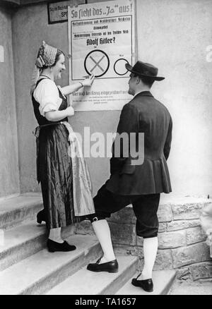 Lors du référendum est voté sur l'annexion de l'Autriche à l'Empire allemand. L'élection présente le bulletin de vote dans l'élection. Le titre se lit comme suit : "C'est la façon dont le 'Oui'. Banque D'Images