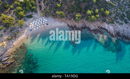 Vue aérienne de la plage de Notos. L'île de Thassos, Grèce Banque D'Images