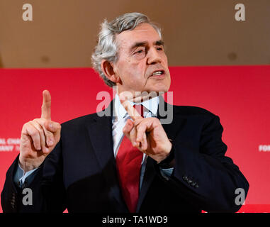 L'ancien premier ministre Gordon Brown au lancement de la main-d'Écossais campagne Élections européennes au Phare à Glasgow, mai 2019. Banque D'Images