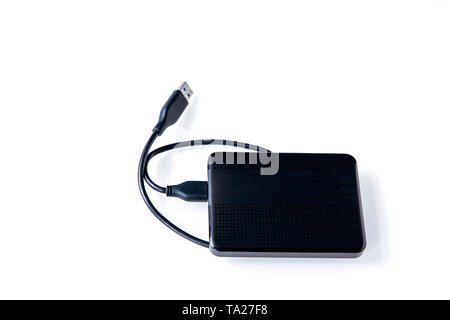 Disque dur externe HDD isolé sur fond blanc. Concept de sauvegarde des données.- Image Banque D'Images