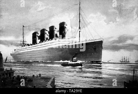 Le Titanic était considéré comme le meilleur et le plus moderne de navires de passagers dans le monde au moment de son voyage inaugural à travers l'Atlantique en avril 1912. Dans la nuit du 15.04.1912 a causé la mort de plus de 1 500 personnes alors qu'elle a coulé après avoir heurté un iceberg. Il s'est avéré qu'il y avait pas assez de canots de sauvetage à bord. Notre photo montre un dessin du Titanic au début du voyage inaugural. Banque D'Images