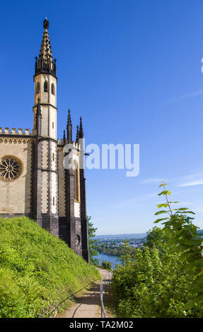 Vue partielle de Château de Stolzenfels, chapelle du château, Koblenz, site du patrimoine mondial de l'UNESCO, Vallée du Haut-Rhin moyen, Rhénanie-Palatinat, Allemagne Banque D'Images