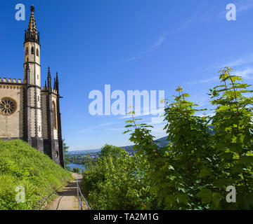 Vue partielle de Château de Stolzenfels, chapelle du château, Koblenz, site du patrimoine mondial de l'UNESCO, Vallée du Haut-Rhin moyen, Rhénanie-Palatinat, Allemagne Banque D'Images