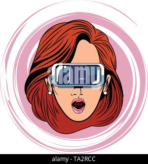 Femme avec casque de réalité virtuelle Illustration de Vecteur