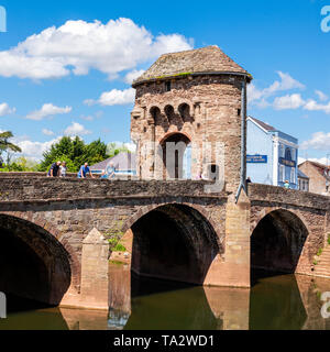 Monmouth pont sur la rivière Monnow, Pays de Galles, Royaume-Uni. Banque D'Images