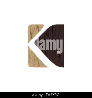 Logo créative lettre K en bois Illustration de Vecteur