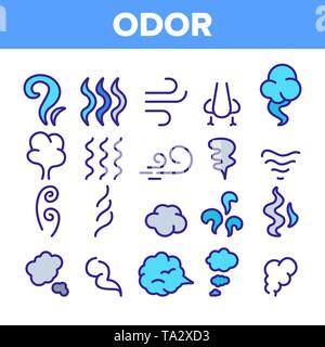 L'odeur, la fumée, odeur linéaire Vector Icons Set Illustration de Vecteur