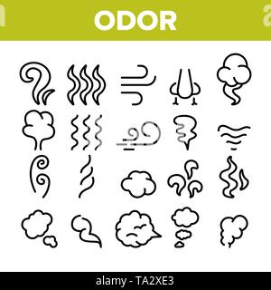 L'odeur, la fumée, odeur linéaire Vector Icons Set Illustration de Vecteur