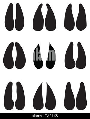 Empreintes de moutons noirs sur fond blanc Banque D'Images