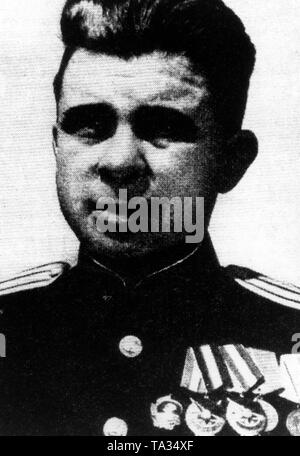 Portrait d'Alexander Ivanovitch Marinesko, commandant de la sous-marin soviétique S-13, qui était responsable pour le naufrage du 'Wilhelm Gustloff' et le 'Steuben' à la fin de la Seconde Guerre mondiale. Banque D'Images