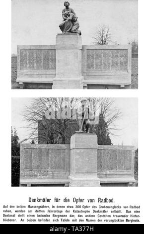 Les monuments de l'accident de mine à partir de 12.11.1908 dans la fosse à Hamm Radbod sur 20.11.1911, trois ans après le malheur. Banque D'Images