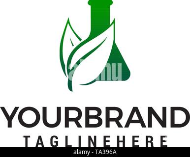 Conception de logo feuille potion vecteur modèle concept. Logo LABORATOIRE vert Illustration de Vecteur