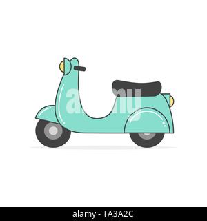 Cute cartoon Moto Scooter bleu vector illustration isolé sur fond blanc Illustration de Vecteur