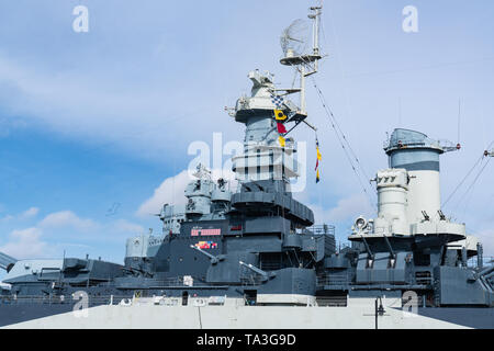 La Seconde Guerre mondiale le cuirassé USS North Carolina à Wilmington, Caroline du Nord. Banque D'Images