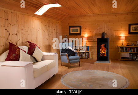 Face bois loft dans une lucarne Bungalow, comté de Waterford, Irlande Banque D'Images