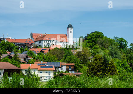 L'église abbatiale St rococo Marinus et St. Anianus dans Rott am Inn, Allemagne Banque D'Images