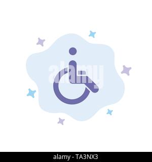 Fauteuil roulant, vélo, marche, Mouvement Résumé icône bleue sur fond de nuage Illustration de Vecteur