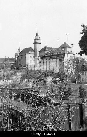 Vue sur le château de Hartenfels à Torgau (Elbe), la Saxe. Les années paires, le lundi de Pentecôte ici prend place le 'Auszug der Geharnischten'. C'est une vieille coutume. Banque D'Images