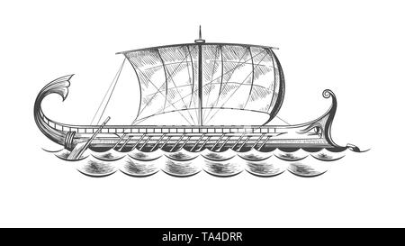 Le grec ancien cuisine dans leur gravure. Illuistration de vecteur. Illustration de Vecteur