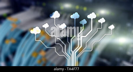 Information Cloud Computing concept technologique. Bannière conceptuelle sur fond de rack serveur Banque D'Images