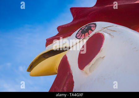 Poulet en fibre de verre pour une statue de defunt fried chicken restaurant. Trouvé sur la route route 66. Banque D'Images