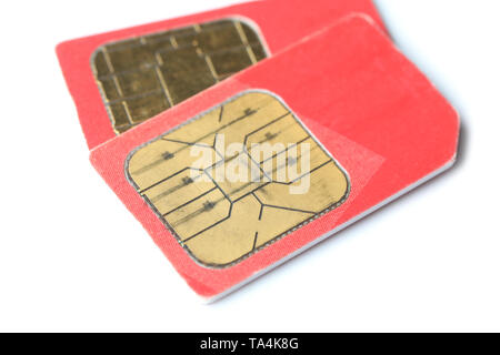 Cartes SIM sur fond blanc Banque D'Images