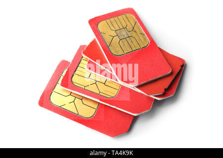 Cartes SIM sur fond blanc Banque D'Images