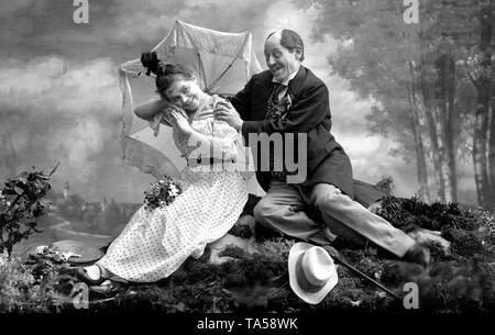 Paire, les anciens amants flirt, autour de 1910, Allemagne Banque D'Images