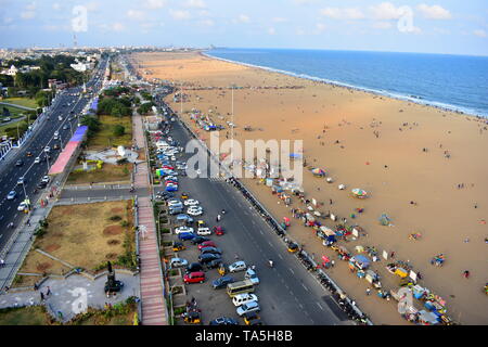 Chennai, Tamil Nadu, Inde : le 26 janvier 2019 - Vue du phare de Marina Beach Chennai Banque D'Images