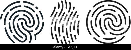 Vector set d'icônes d'empreintes digitales isolé sur fond blanc. les droits de l'impression de doigt. symboles noir et blanc dessins empreinte empreinte panneaux pour se. Illustration de Vecteur