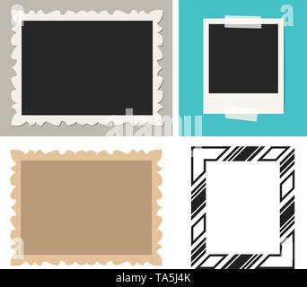 Cadre photo instantanée vide de scénario. rétro arrière design pour photographier des images. instant photo carte papier. cadre carré pour la photographie rétro Illustration de Vecteur