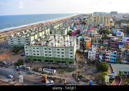 Chennai, Tamil Nadu, Inde : le 26 janvier 2019 - Vue de la Marina Lighthouse Banque D'Images