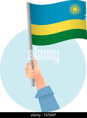 Le Rwanda drapeau dans la main. Contexte patriotique. Drapeau national du Rwanda vector illustration Illustration de Vecteur