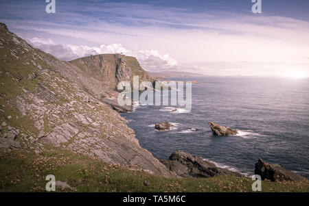 Vue depuis l' établissement"Sumburgh Head dans les îles Shetland, au nord de l'Écosse, au Royaume-Uni. Banque D'Images