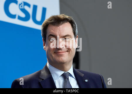 25.03.2019, Berlin, Berlin, Allemagne - Markus Soeder, président de la CSU et premier ministre d'État de Bavière. Lors d'une conférence de presse de la CDU et la CSU sur les joi Banque D'Images