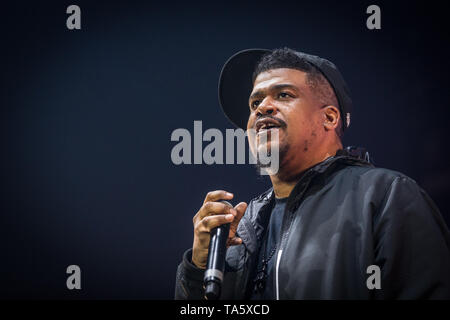 Danemark, copenhague - 21 mai, 2019. Le groupe de rap américain De La Soul effectue un concert live dans le cadre de l'activité des dieux de Rap au Royal Arena à Copenhague. Le rappeur Trugoy ici est vu sur scène. (Photo crédit : Gonzales Photo - Thomas Rasmussen). Banque D'Images