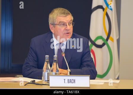 Lausanne, Suisse. 22 mai, 2019. Lausanne, Suisse - le 22 mai 2019 : Le Comité International Olympique, CIO, réunion du bureau exécutif avec le président Thomas Bach | Crédit dans le monde entier d'utilisation : dpa/Alamy Live News Banque D'Images