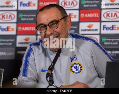 Cobham, Royaume-Uni. 22 mai 2019. Manager Maurizio Sarri tient une conférence de presse à venir du Chelsea FC est l'UEFA Europa League contre Arsenal FC à Bakou le 29 mai 2019. Crédit : Peter Manning/Alamy Live News Banque D'Images