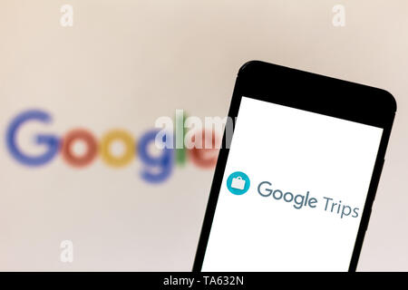Le Brésil. 21 mai, 2019. Dans cette photo illustration le logo de Google est affiché Voyages vu sur un smartphone. Credit : Rafael Henrique/SOPA Images/ZUMA/Alamy Fil Live News Banque D'Images