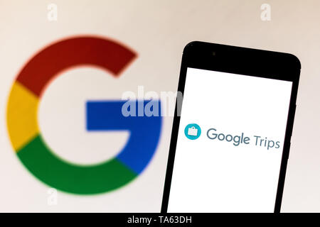 Le Brésil. 21 mai, 2019. Dans cette photo illustration le logo de Google est affiché Voyages vu sur un smartphone. Credit : Rafael Henrique/SOPA Images/ZUMA/Alamy Fil Live News Banque D'Images