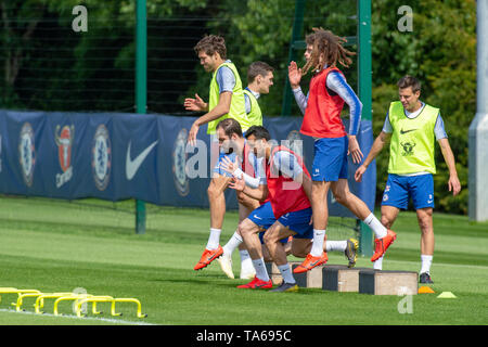 Cobham, Royaume-Uni. 22 mai 2019. Chelsea tenir une séance de formation à leur base de Cobham avant leur finale de l'UEFA Europa League contre Arsenal FC à Bakou le 29 mai 2019. Crédit : Peter Manning/Alamy Live News Banque D'Images