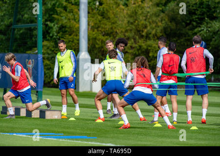 Cobham, Royaume-Uni. 22 mai 2019. Chelsea tenir une séance de formation à leur base de Cobham avant leur finale de l'UEFA Europa League contre Arsenal FC à Bakou le 29 mai 2019. Crédit : Peter Manning/Alamy Live News Banque D'Images