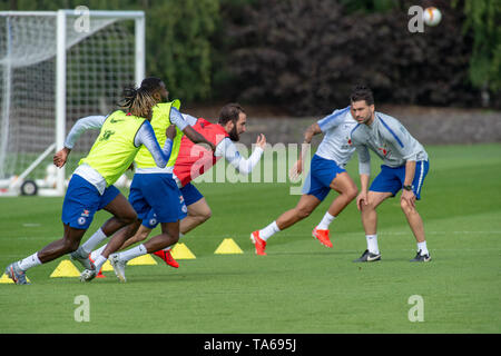 Cobham, Royaume-Uni. 22 mai 2019. Chelsea tenir une séance de formation à leur base de Cobham avant leur finale de l'UEFA Europa League contre Arsenal FC à Bakou le 29 mai 2019. Crédit : Peter Manning/Alamy Live News Banque D'Images
