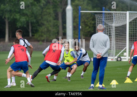 Cobham, Royaume-Uni. 22 mai 2019. Chelsea tenir une séance de formation à leur base de Cobham avant leur finale de l'UEFA Europa League contre Arsenal FC à Bakou le 29 mai 2019. Crédit : Peter Manning/Alamy Live News Banque D'Images