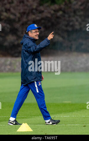 Cobham, Royaume-Uni. 22 mai 2019. Chelsea tenir une séance de formation à leur base de Cobham avant leur finale de l'UEFA Europa League contre Arsenal FC à Bakou le 29 mai 2019. Crédit : Peter Manning/Alamy Live News Banque D'Images
