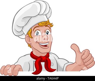 Cuisinier chef Baker Thumbs Up Cartoon Illustration de Vecteur