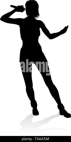 Chanteur de pop ou rock star Pays Femme Silhouette Illustration de Vecteur